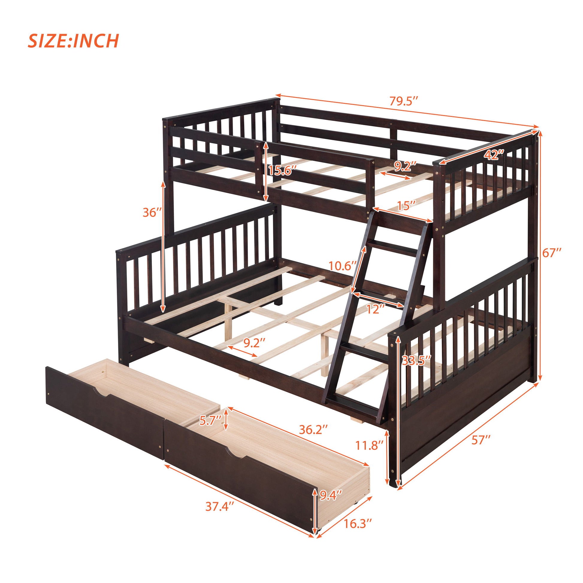 Bunk Bed With Ladders And 2 Storage Drawers - The Sleep Loft - Online Mattress Showroom NYC