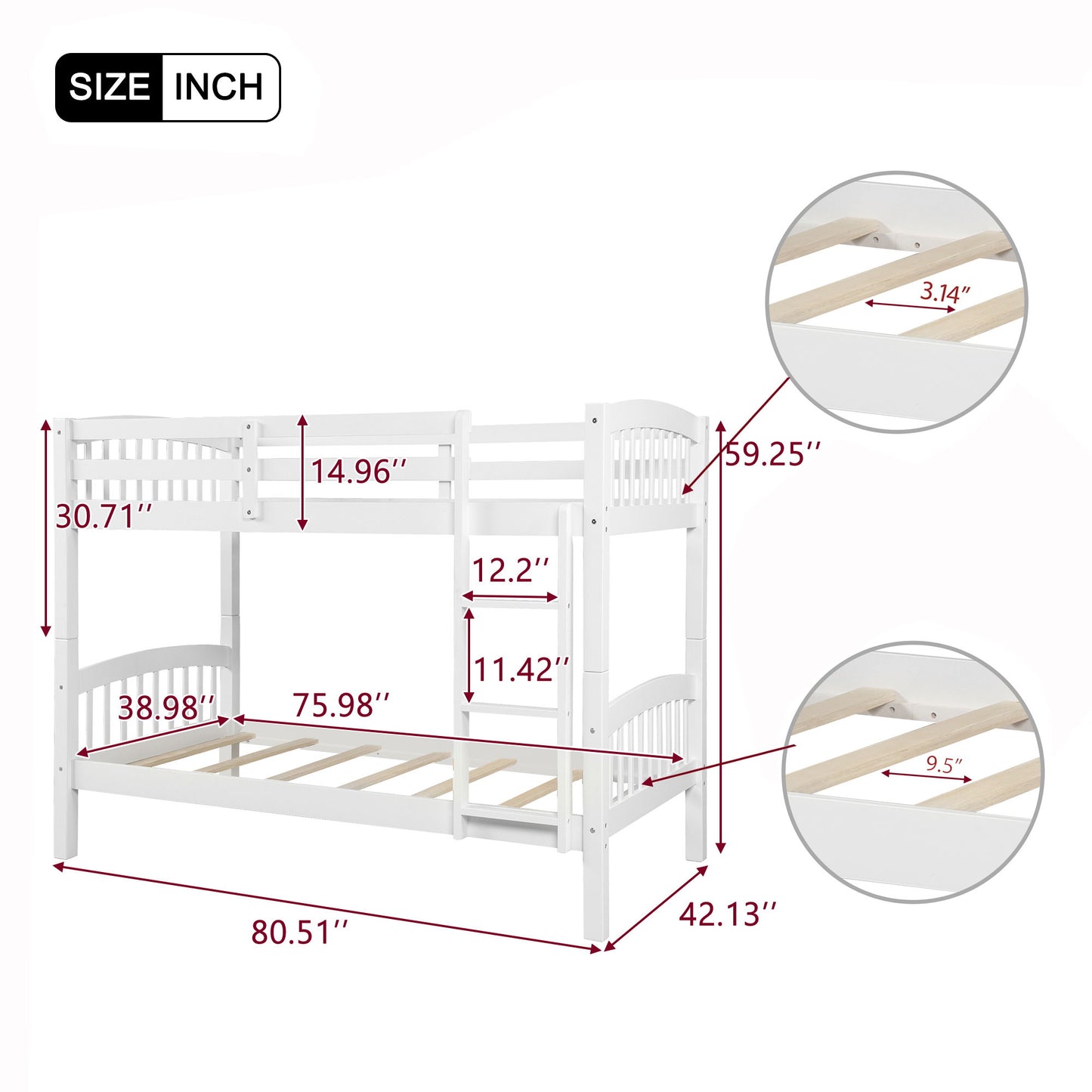 Solid Construction Bunk Bed With Ladder - The Sleep Loft - Online Mattress Showroom NYC