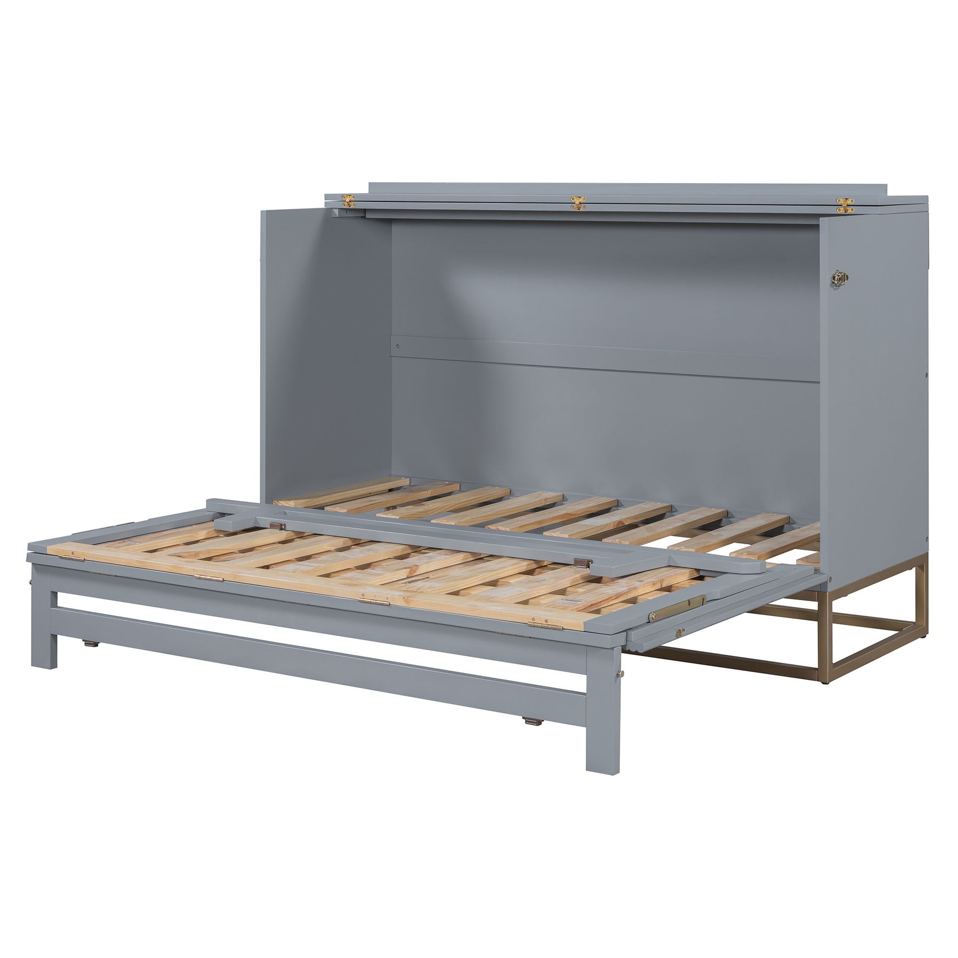 Murphy Bed With Frosted Glass Doors Design, Fake Drawers, Metal Legs - The Sleep Loft - Online Mattress Showroom NYC