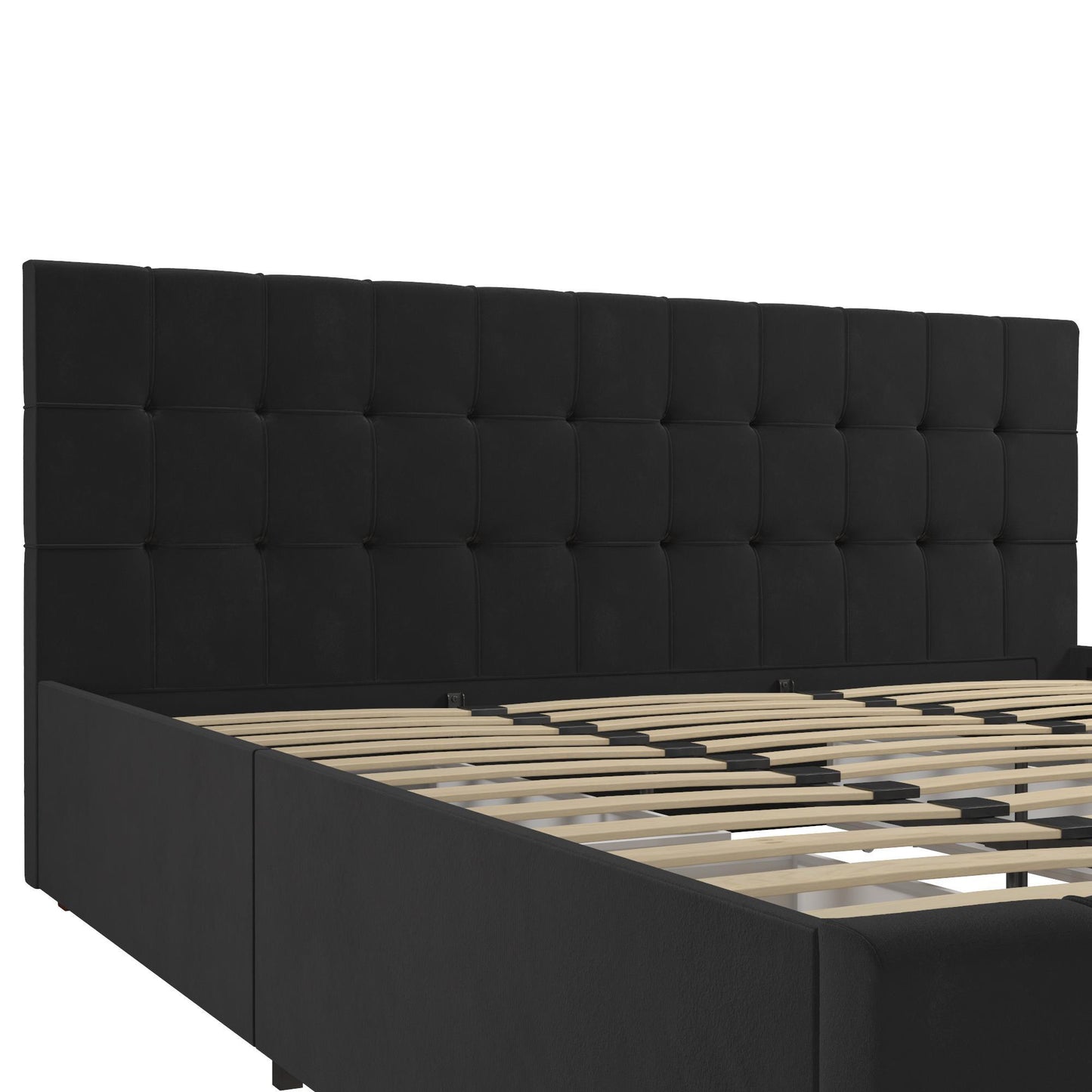 King Upholstered Bed With Storage - Black