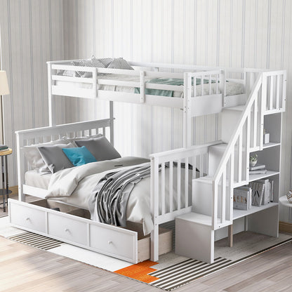 Stairway Bunk Bed With Storage And Guard Rail For Bedroom - The Sleep Loft - Online Mattress Showroom NYC