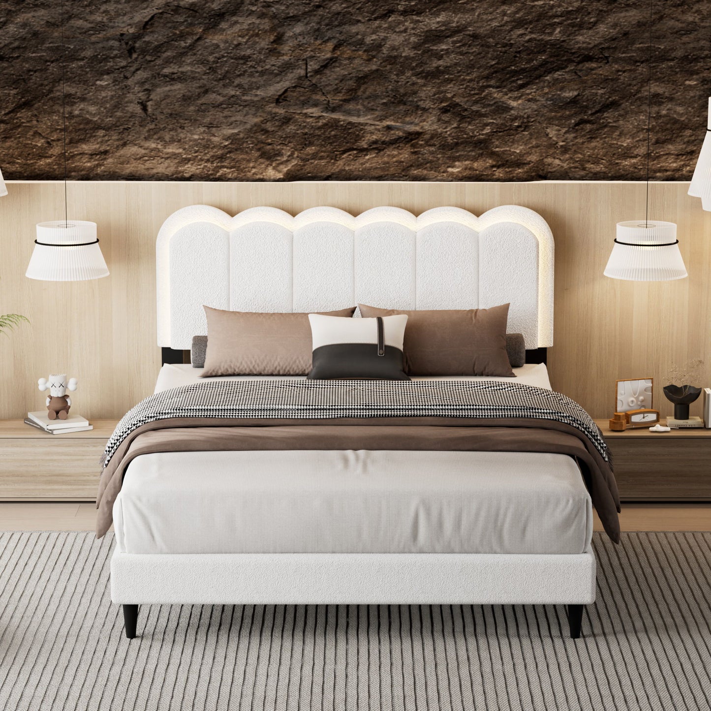 Lambswool Petal Headboard Bed Frame - The Sleep Loft - Online Mattress Showroom NYC