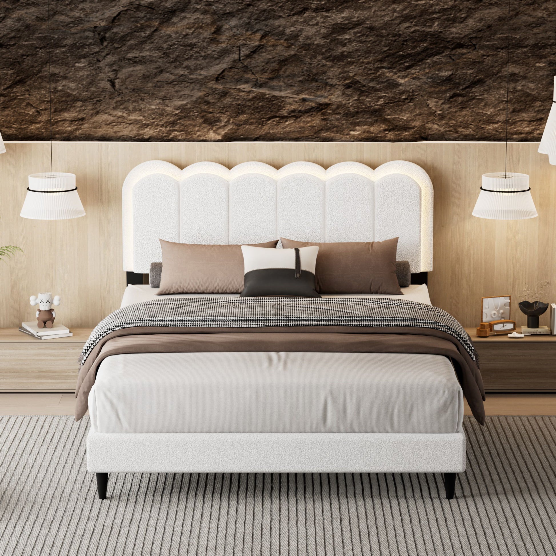 Lambswool Petal Headboard Bed Frame - The Sleep Loft - Online Mattress Showroom NYC