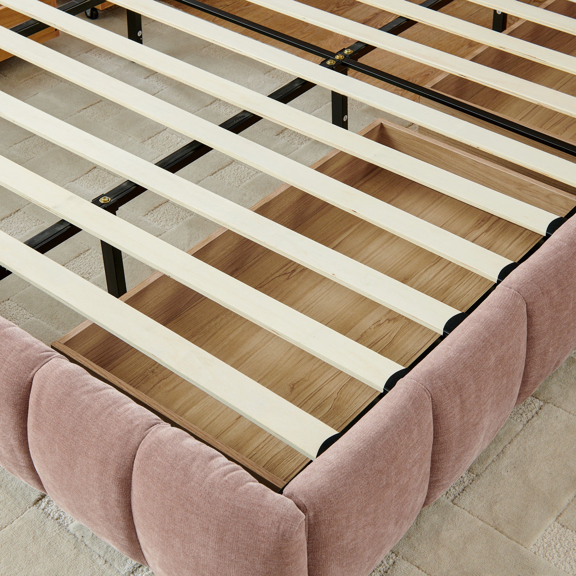 Modern Platform Bed Frame With Thick Fabric - The Sleep Loft - Online Mattress Showroom NYC