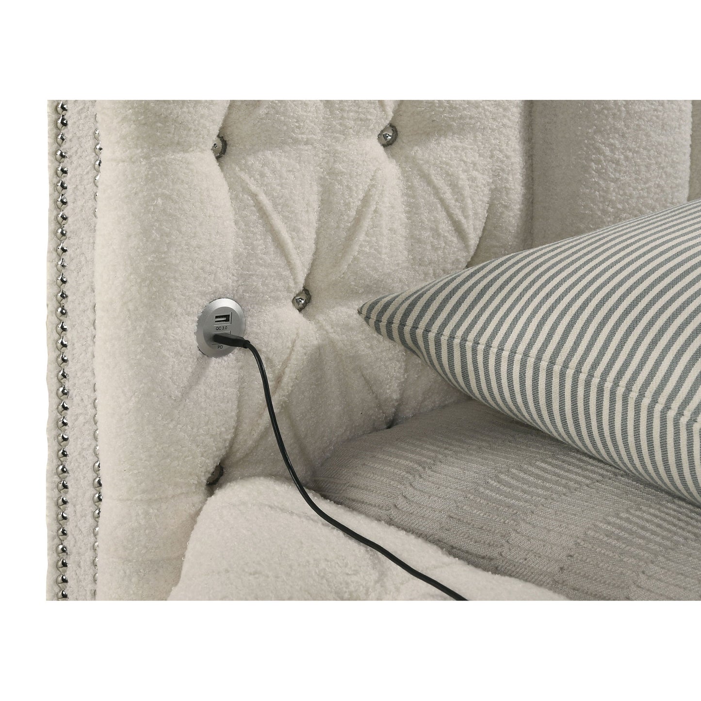 Santiago - Upholstered Round Storage Bed With Built In Charging Ports - The Sleep Loft - Online Mattress Showroom NYC