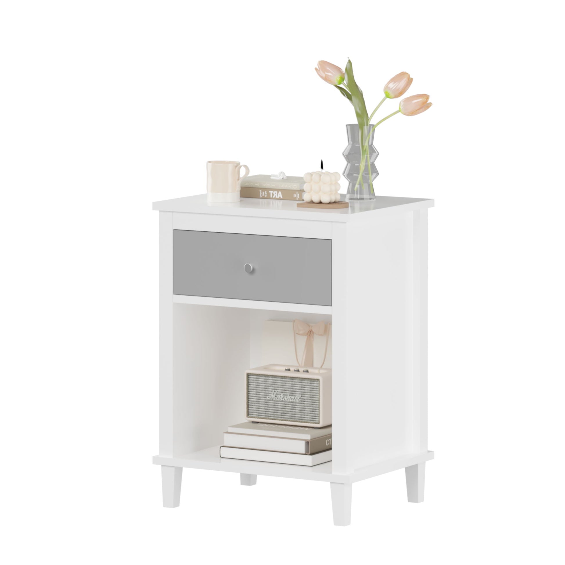 Nightstand With 1 Drawer 1 Shelf - The Sleep Loft - Online Mattress Showroom NYC
