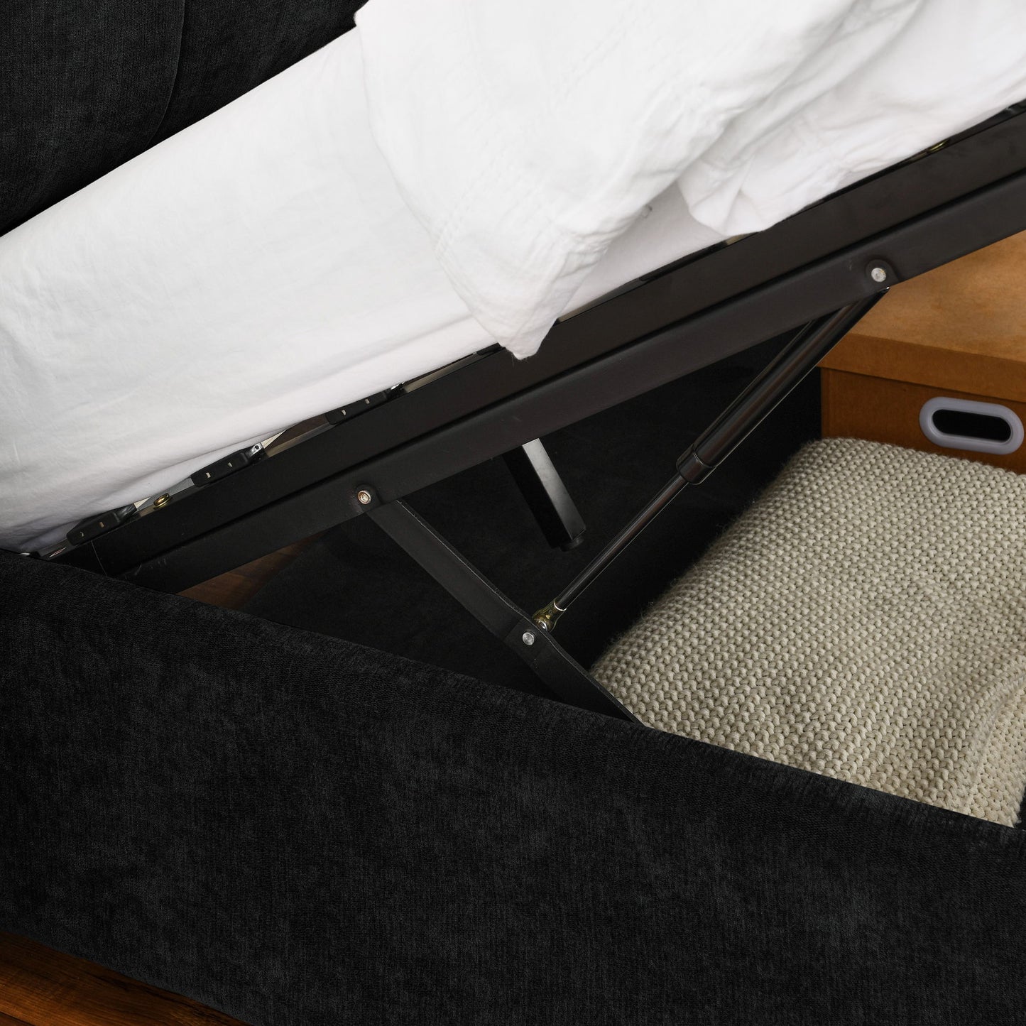 Storage Upholstered Hydraulic Platform Bed With Integrated Headboard - The Sleep Loft - Online Mattress Showroom NYC