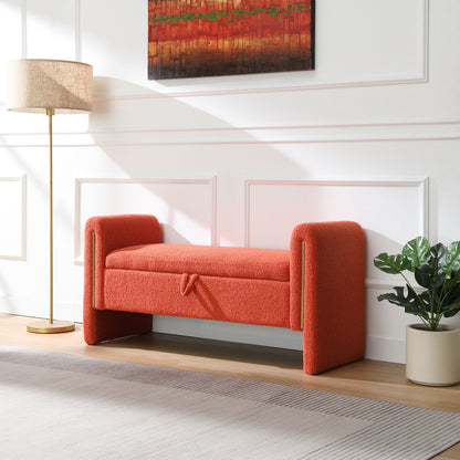 Modern Teddy Upholstered Large Bed End Bench With Arms And Storage - The Sleep Loft - Online Mattress Showroom NYC