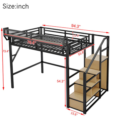 Loft Bed With Stairs, Storage Shelves, Wardrobe - The Sleep Loft - Online Mattress Showroom NYC