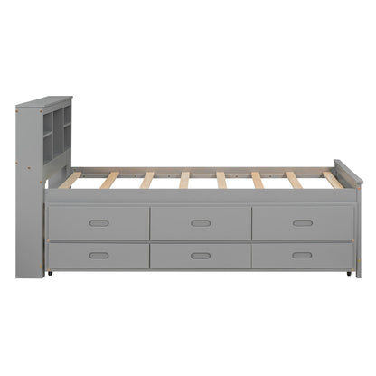 Platform Bed With Storage Headboard, USB, Trundle And 3 Drawers - The Sleep Loft - Online Mattress Showroom NYC