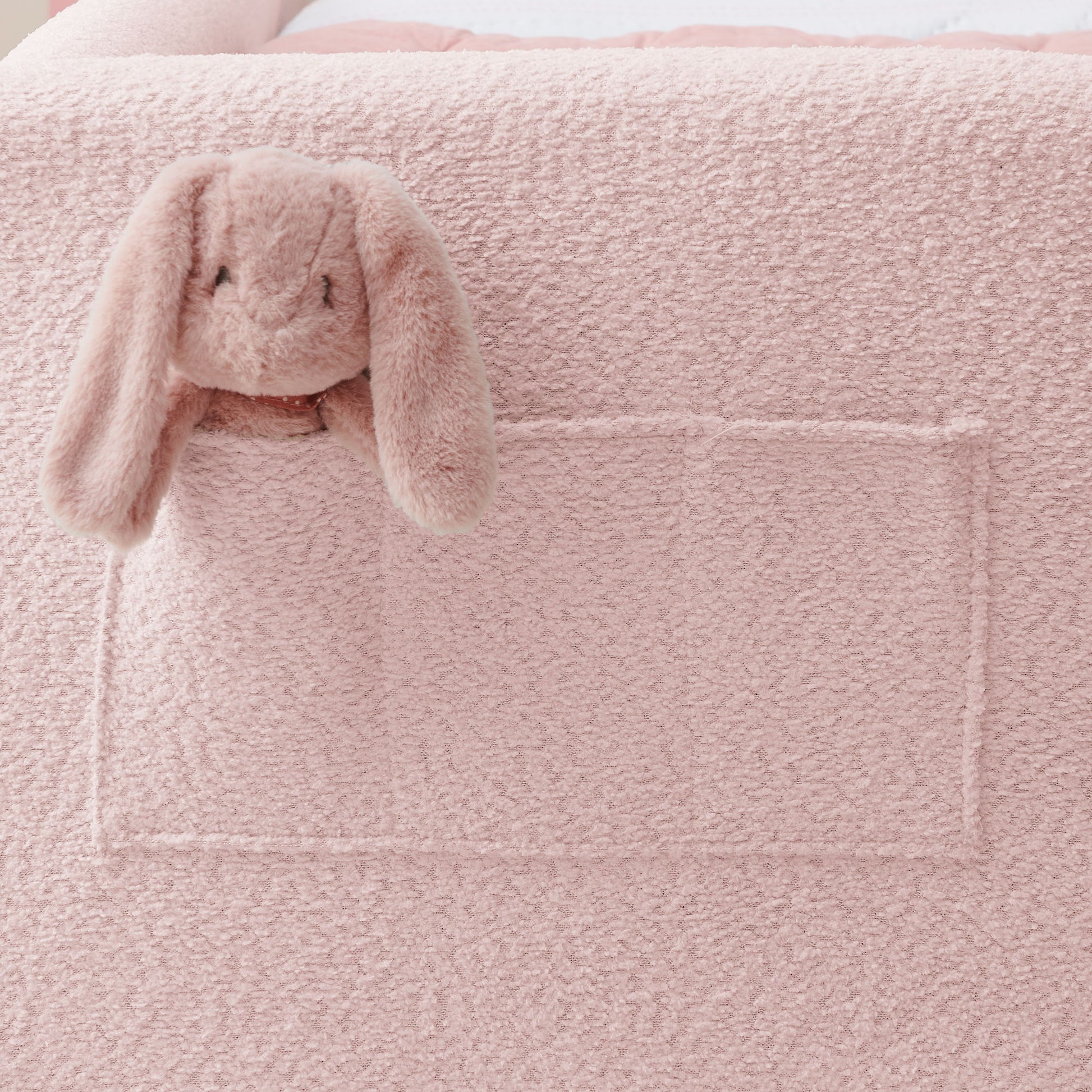 Cute Rabbit Ear Upholstered Platform Bed Frame With Safety Rail - The Sleep Loft - Online Mattress Showroom NYC