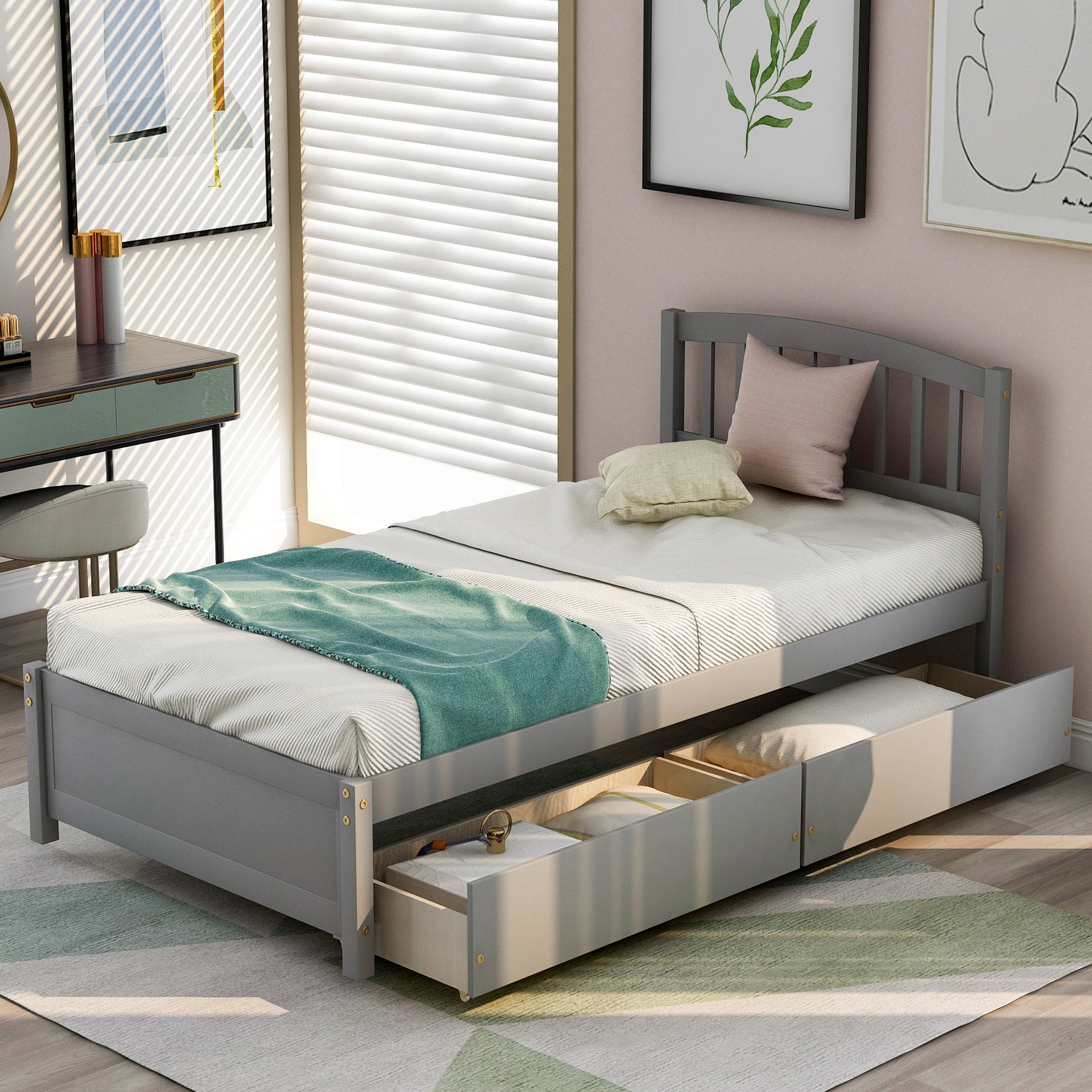 Platform Storage Bed Wood Bed Frame With Two Drawers And Headboard - The Sleep Loft - Online Mattress Showroom NYC