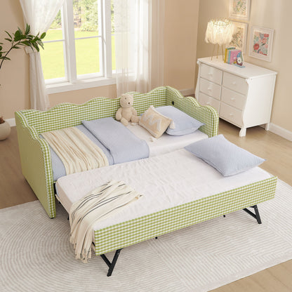 Gingham Daybed With USB Charging Port, Wave-Shaped Design - The Sleep Loft - Online Mattress Showroom NYC