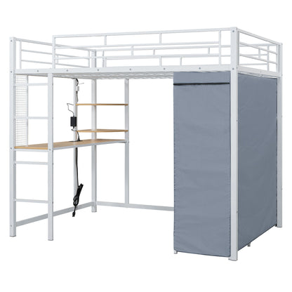 Loft Bed With Desk, Shelves, Power Outlet, LED Light And Wardrobe - The Sleep Loft - Online Mattress Showroom NYC