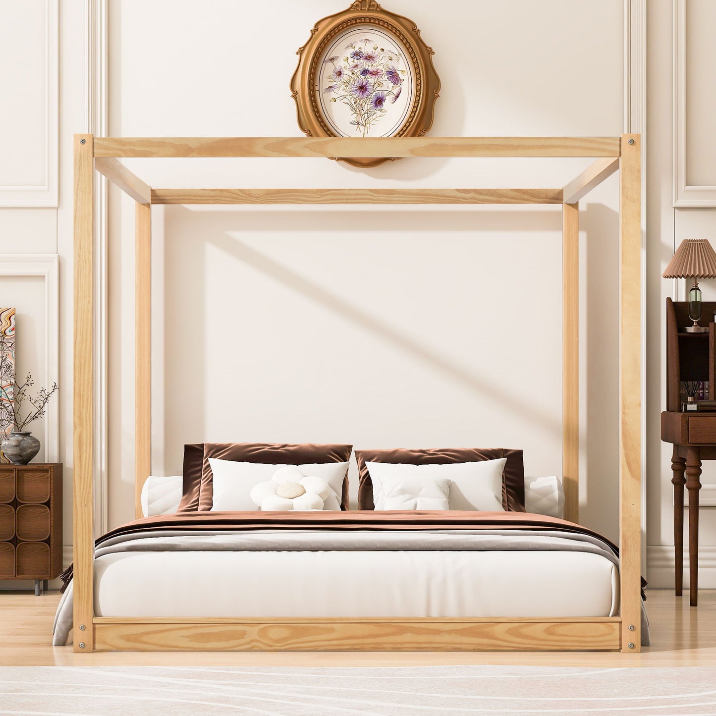 Wood Canopy Platform Bed With Support Legs And Airflow Slats - The Sleep Loft - Online Mattress Showroom NYC