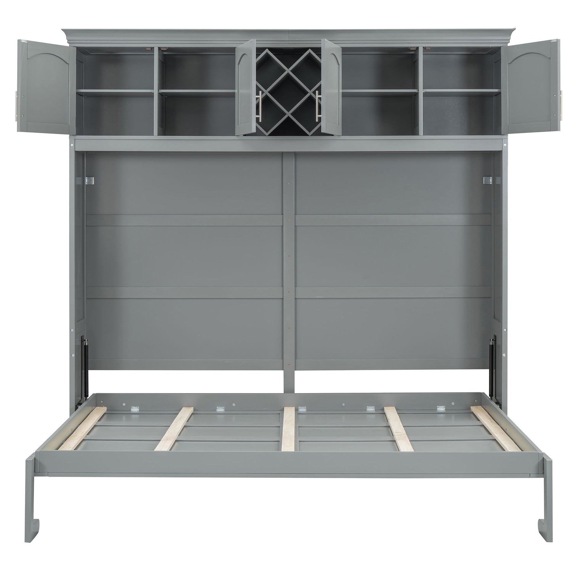 Murphy Wall Bed With Top Cabinets & Wine Rack - The Sleep Loft - Online Mattress Showroom NYC
