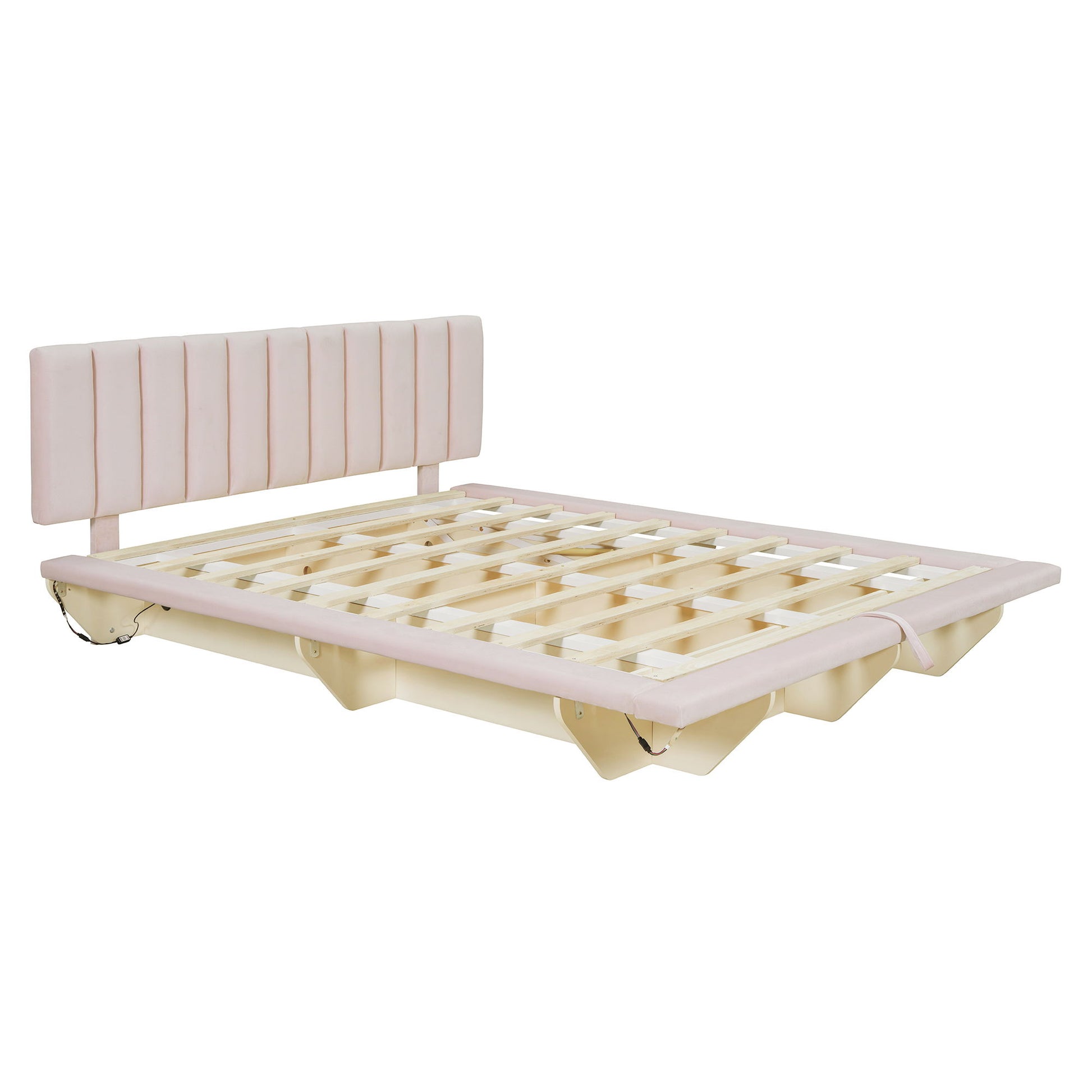 Upholstered Floating Hydrualic Platform Bed With LED Light And USB Port - The Sleep Loft - Online Mattress Showroom NYC