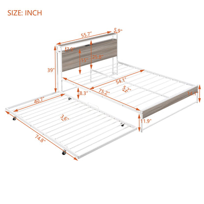 Platform Bed Frame With Trundle, USB Ports And Slat Support, No Box Spring Needed - The Sleep Loft - Online Mattress Showroom NYC