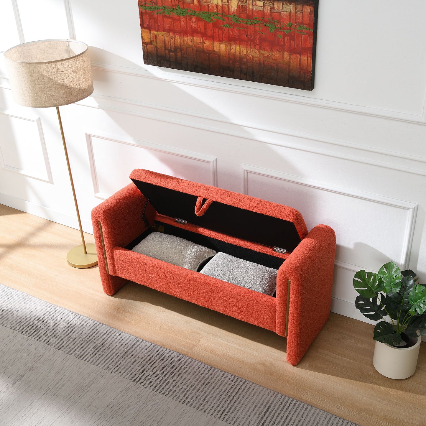 Modern Teddy Upholstered Large Bed End Bench With Arms And Storage - The Sleep Loft - Online Mattress Showroom NYC