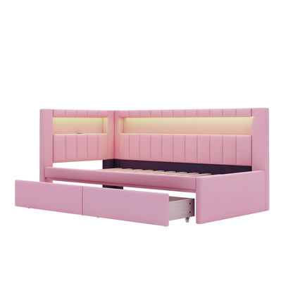 Upholstered Platform Bed With USB Ports And LED Belt - The Sleep Loft - Online Mattress Showroom NYC