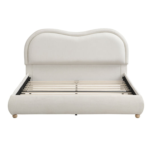 Upholstered Platform Bed Frame With Curved Headboard - The Sleep Loft - Online Mattress Showroom NYC