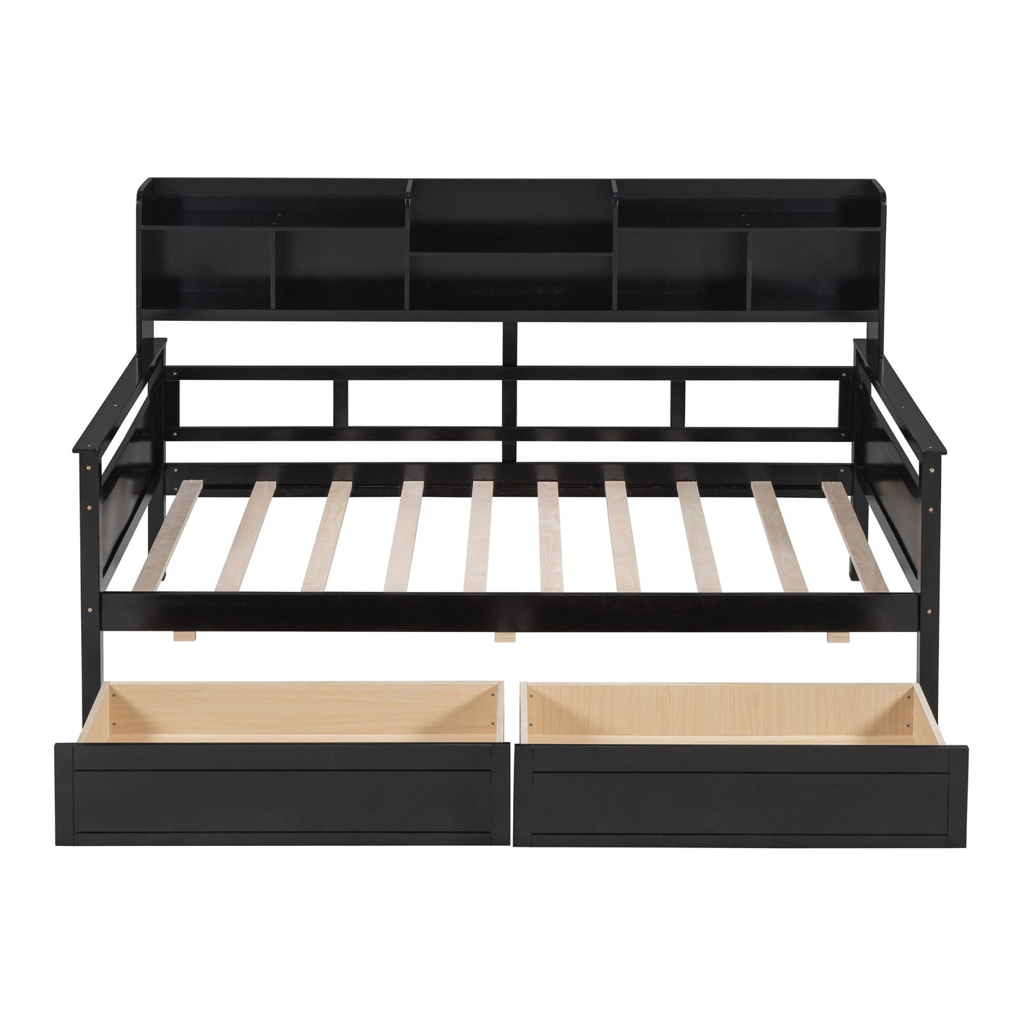Daybed, Slat Support, With Bedside Shelves And 2 Drawers - The Sleep Loft - Online Mattress Showroom NYC