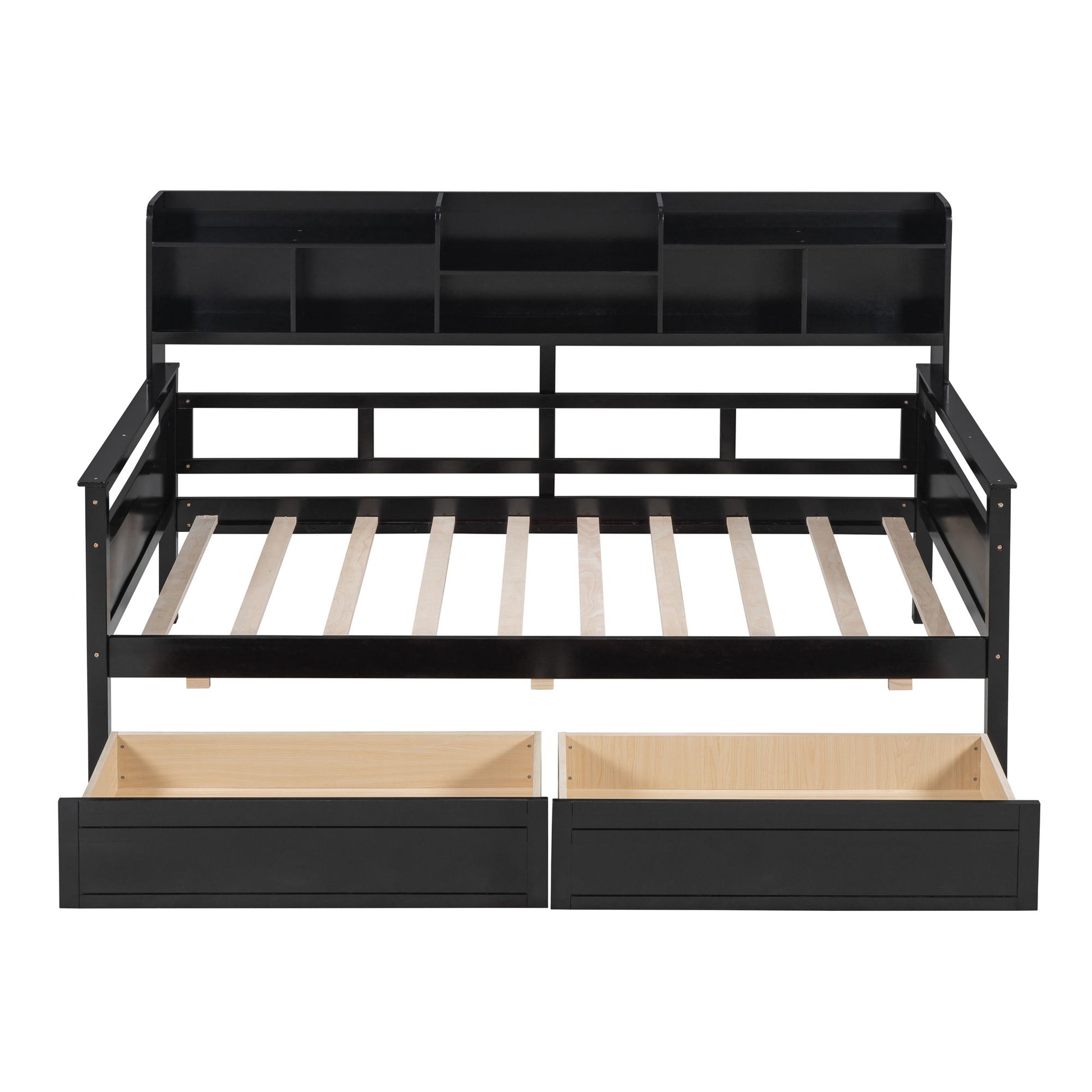 Daybed, Slat Support, With Bedside Shelves And 2 Drawers - The Sleep Loft - Online Mattress Showroom NYC
