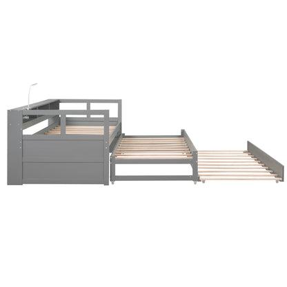 Daybed With 2 Trundles, 3 Storage Cubbies, Built In USB Charging Light - The Sleep Loft - Online Mattress Showroom NYC