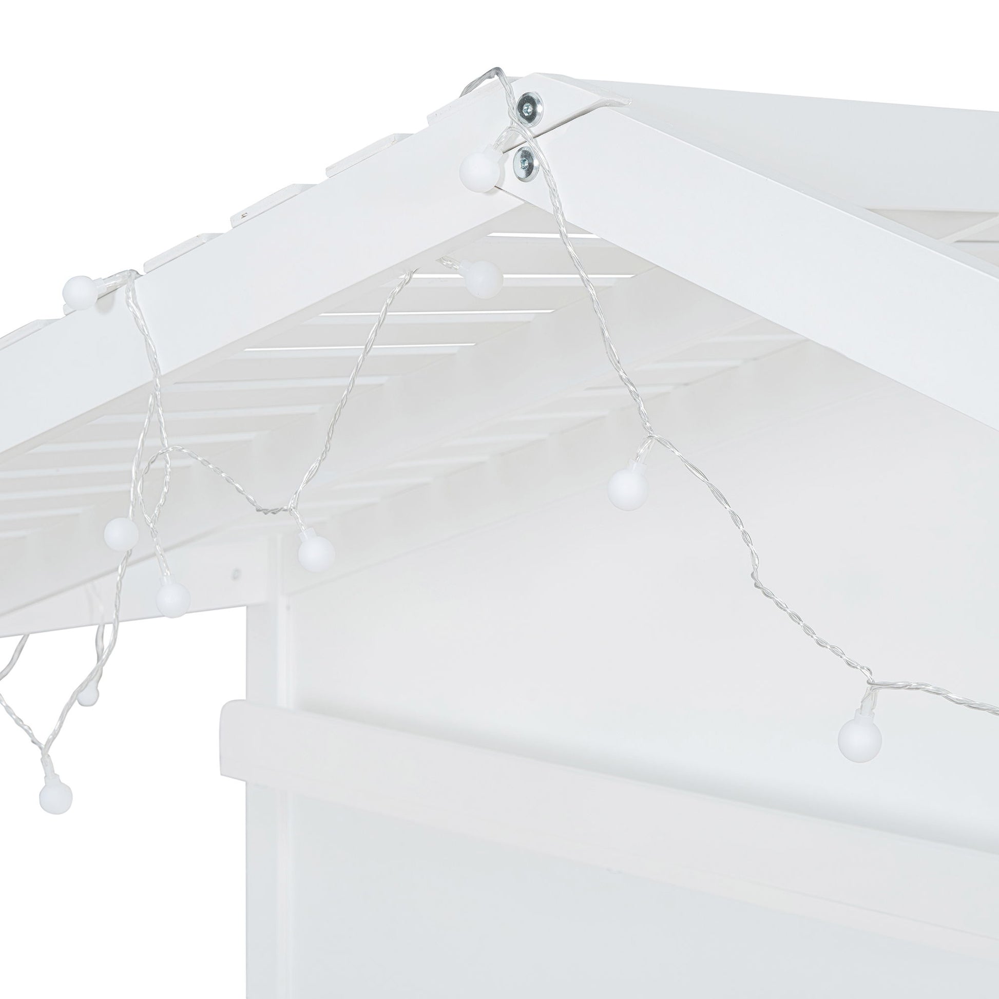 House Bed With Shelves, Window And Sparkling Light Strip On The Roof - The Sleep Loft - Online Mattress Showroom NYC