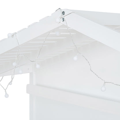 House Bed With Shelves, Window And Sparkling Light Strip On The Roof - The Sleep Loft - Online Mattress Showroom NYC