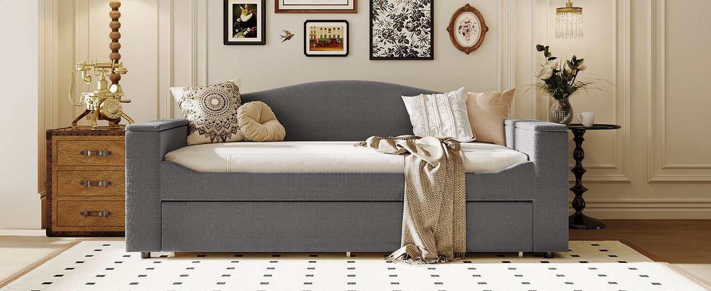 Upholstered Daybed With Storage Armrests, Trundle And Latest Integrated tooth Audio System - The Sleep Loft - Online Mattress Showroom NYC