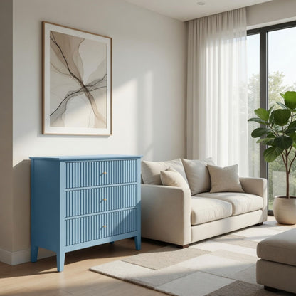 Fluted 3 Drawer Nightstand With Soft Close Slides
