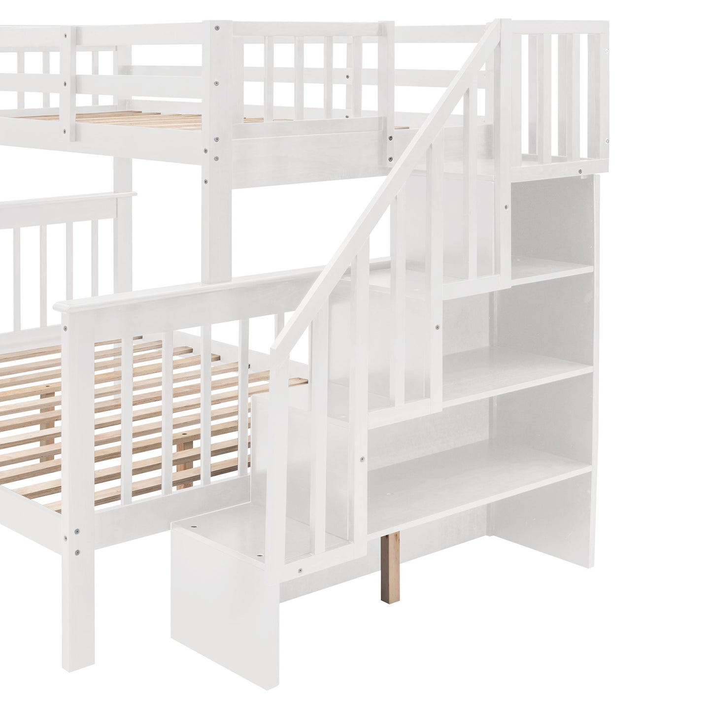 Stairway Bunk Bed With Storage And Guard Rail For Bedroom - The Sleep Loft - Online Mattress Showroom NYC