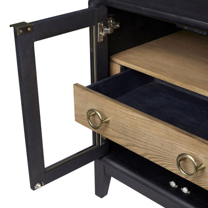 Glass Door Nightstand - Black - The Sleep Loft - Online Mattress Showroom NYC