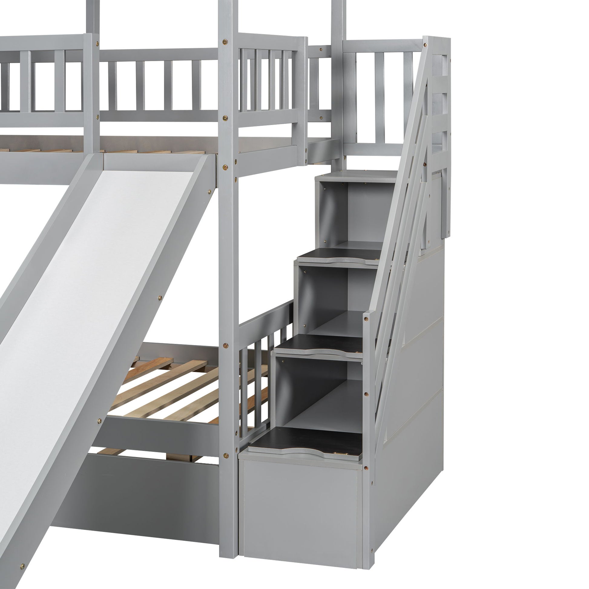 House Bunk Bed With Trundle, Storage Staircase, Roof And Window Design - The Sleep Loft - Online Mattress Showroom NYC