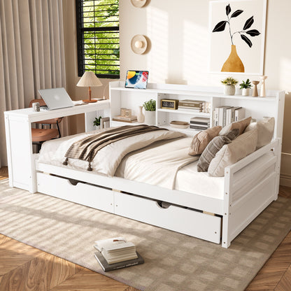 Corner Daybed With Storage Drawers, Desk, Charging Port & Bookcase - The Sleep Loft - Online Mattress Showroom NYC