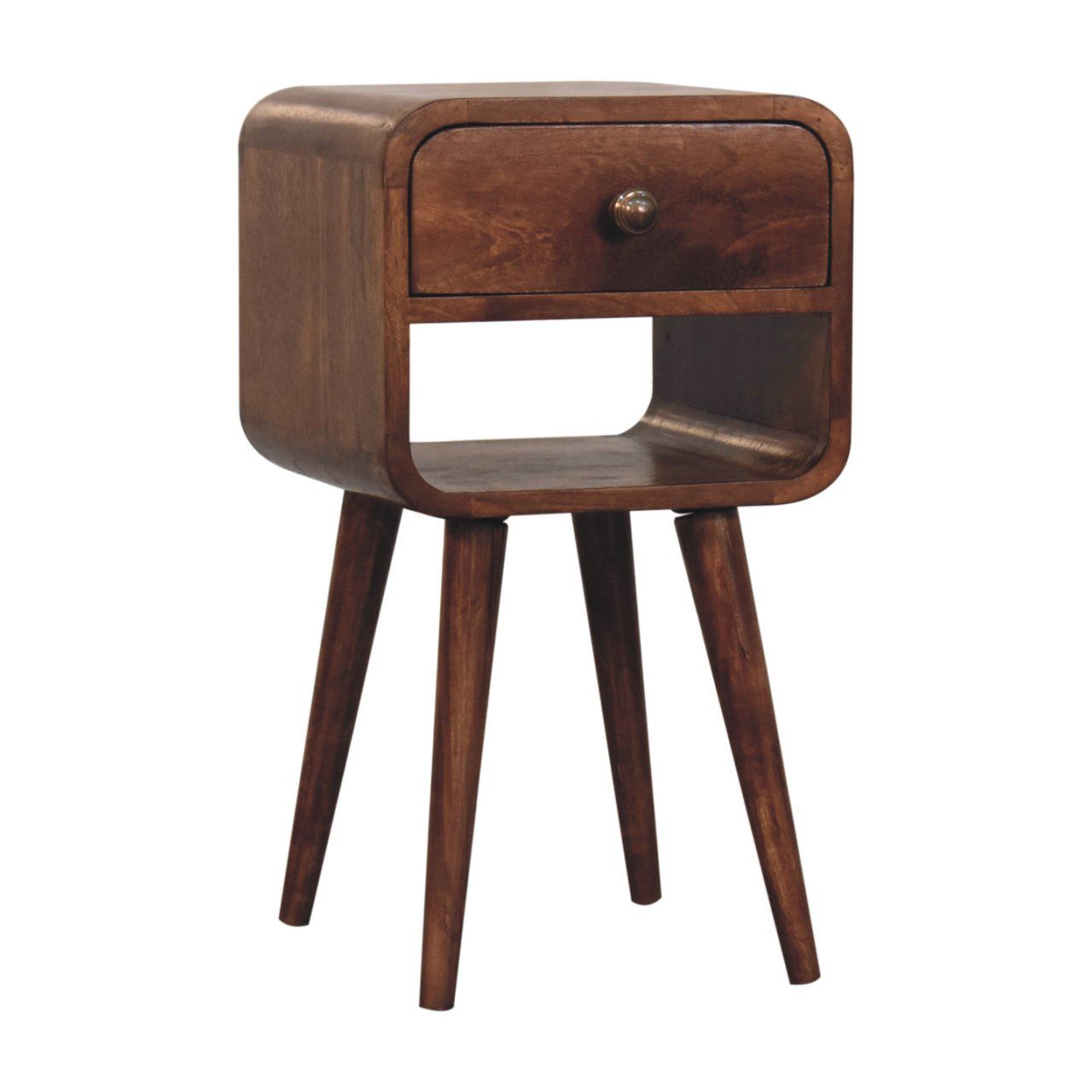Mini California Curved Nightstand Wth Lower Slot - The Sleep Loft - Online Mattress Showroom NYC