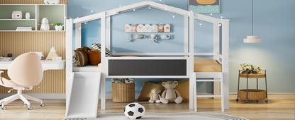 Loft House Bed With Ladder And Slide, With board And Light Strip On The Roof - The Sleep Loft - Online Mattress Showroom NYC