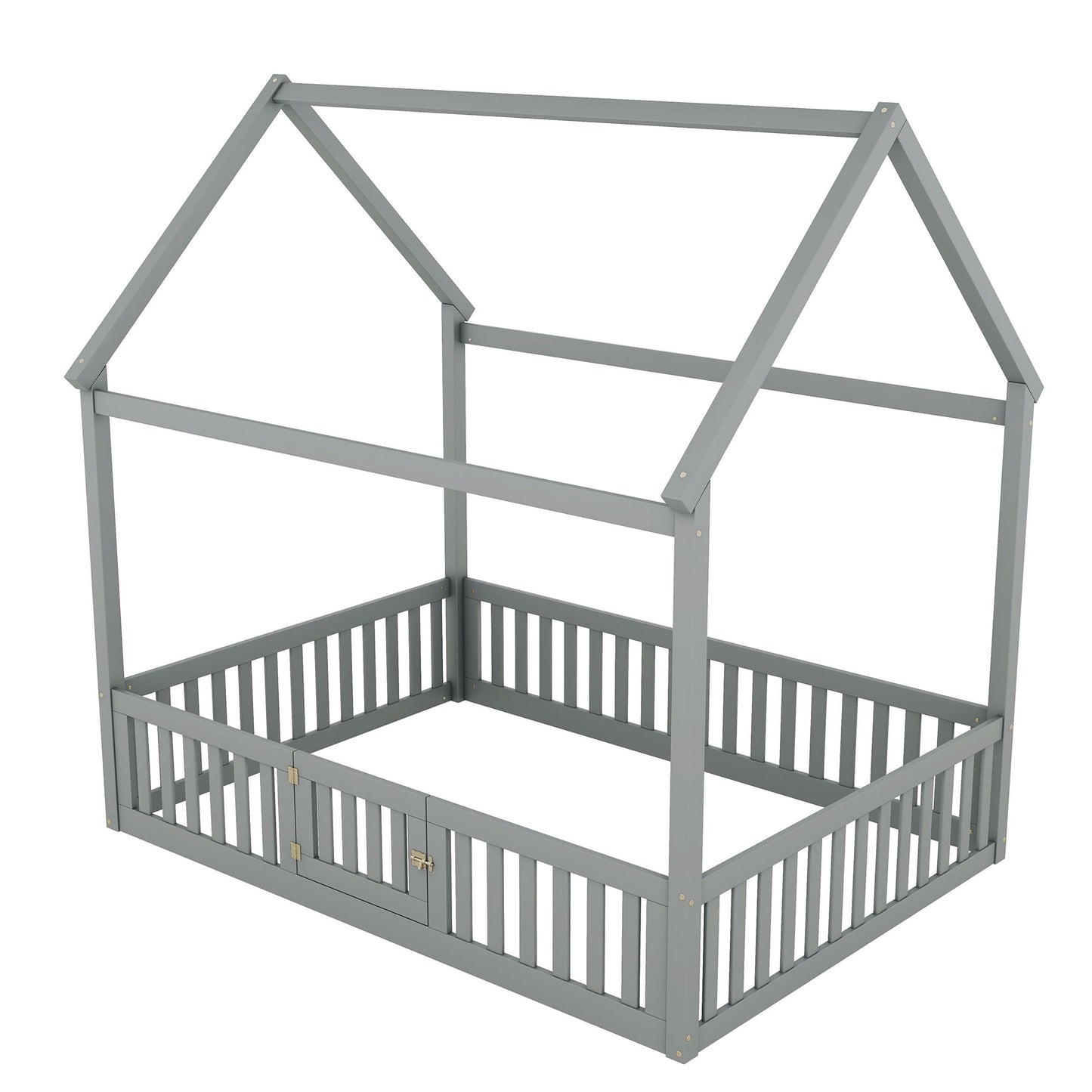 Wood House Bed With Fence And Door - The Sleep Loft - Online Mattress Showroom NYC