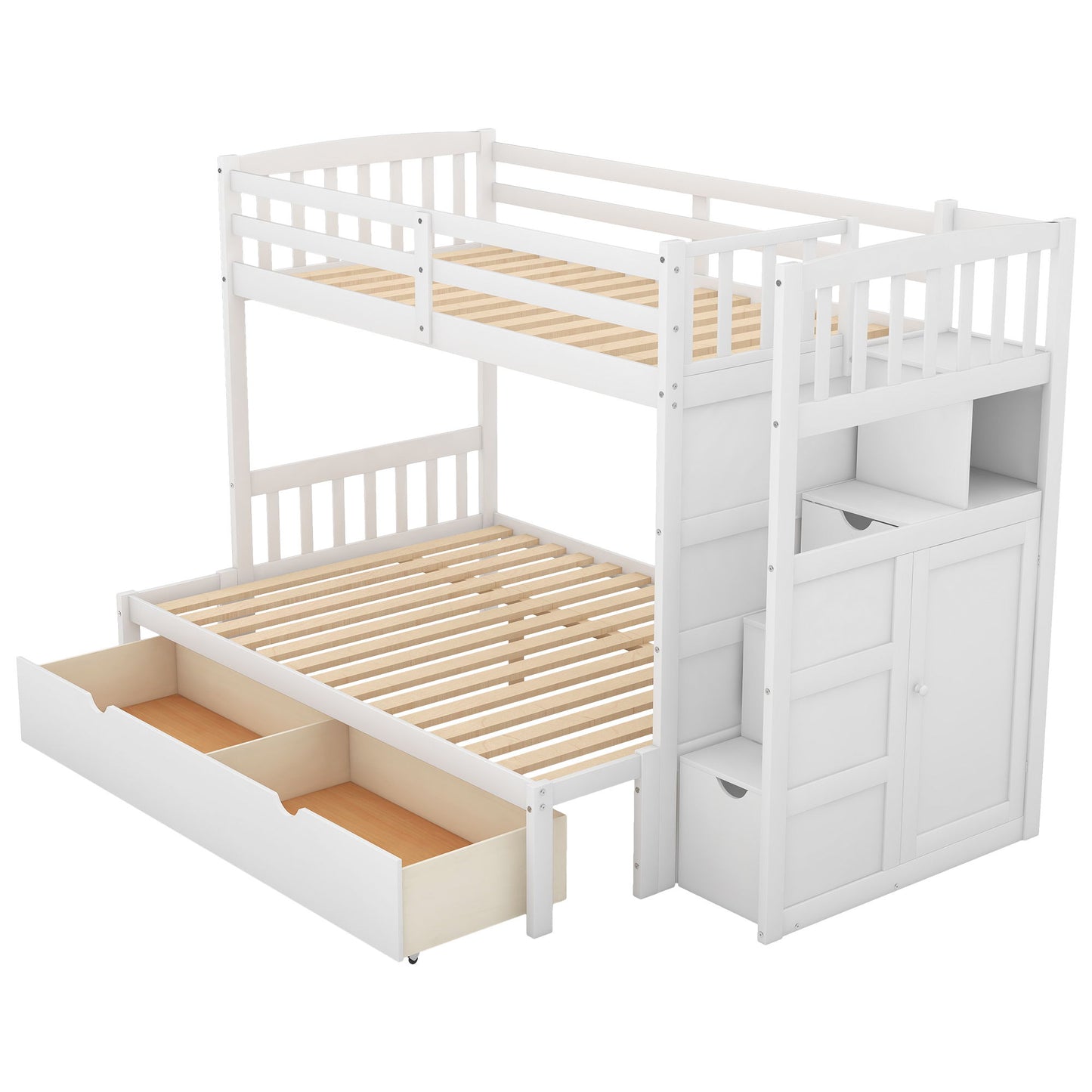 Bunk Bed, Convertible Bottom Bed, Storage Shelves And Drawers - The Sleep Loft - Online Mattress Showroom NYC