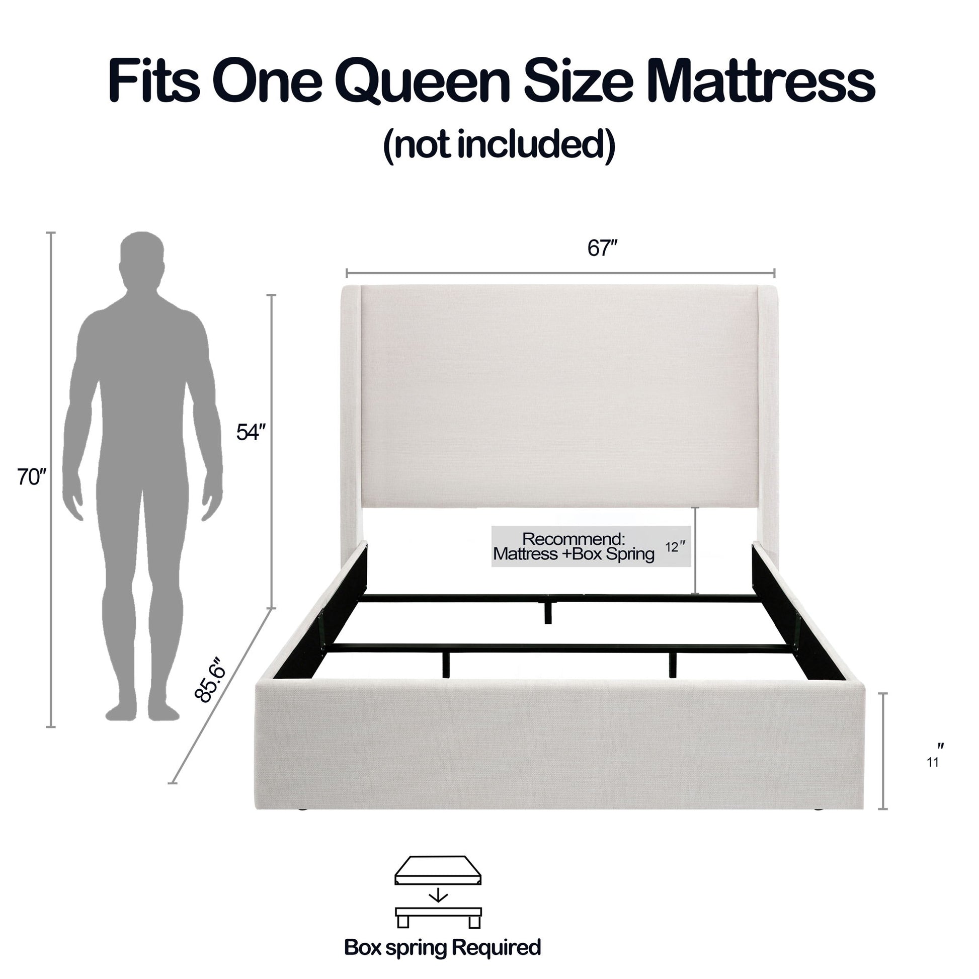 Caron - Upholstered Wingback Bed With High Headboard - The Sleep Loft - Online Mattress Showroom NYC