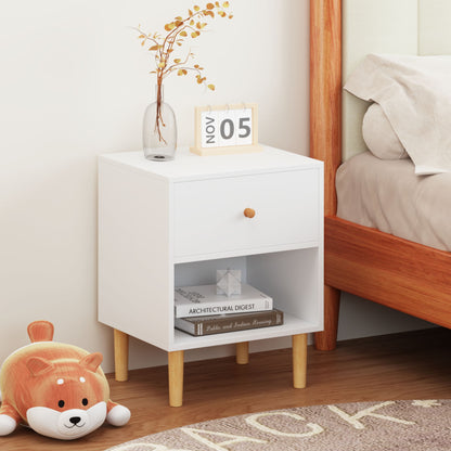 Nightstand With 1 Drawer And 1 Shelf - White - The Sleep Loft - Online Mattress Showroom NYC