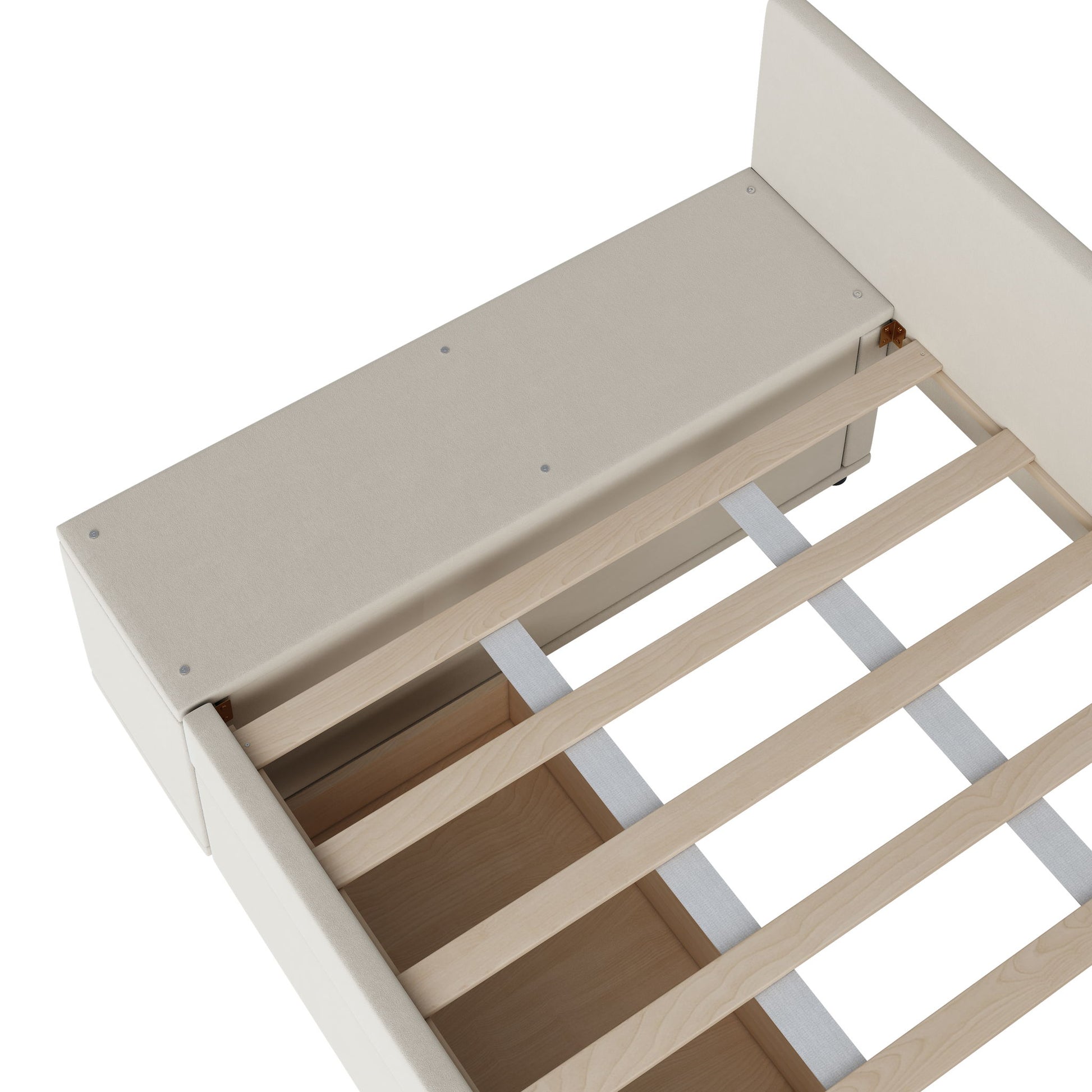 L Shaped Upholstered Platform Bed With Storage And Drawers - The Sleep Loft - Online Mattress Showroom NYC