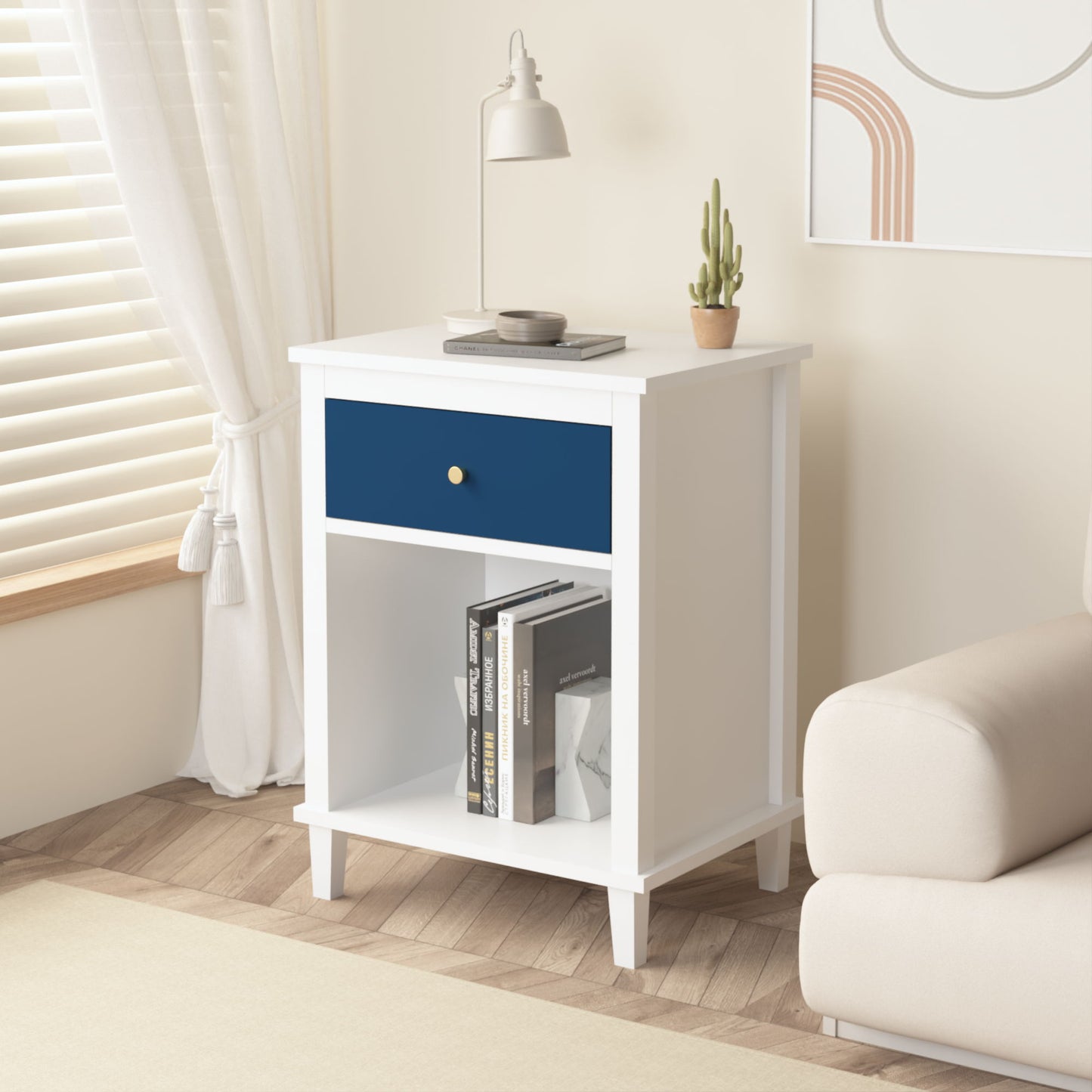 Nightstand With 1 Drawer 1 Shelf - The Sleep Loft - Online Mattress Showroom NYC
