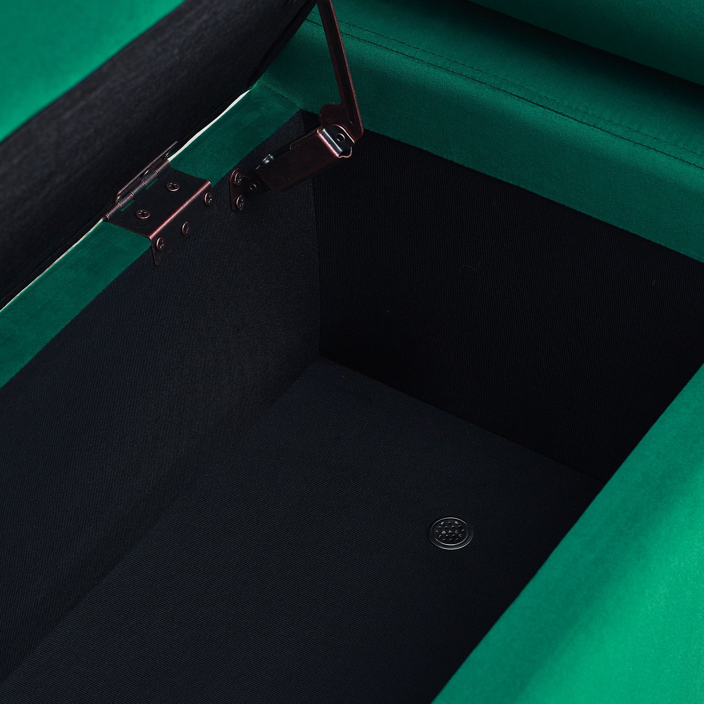 Elegant Upholstered Storage Bench With Cylindrical Arms And Iron Legs, - The Sleep Loft - Online Mattress Showroom NYC