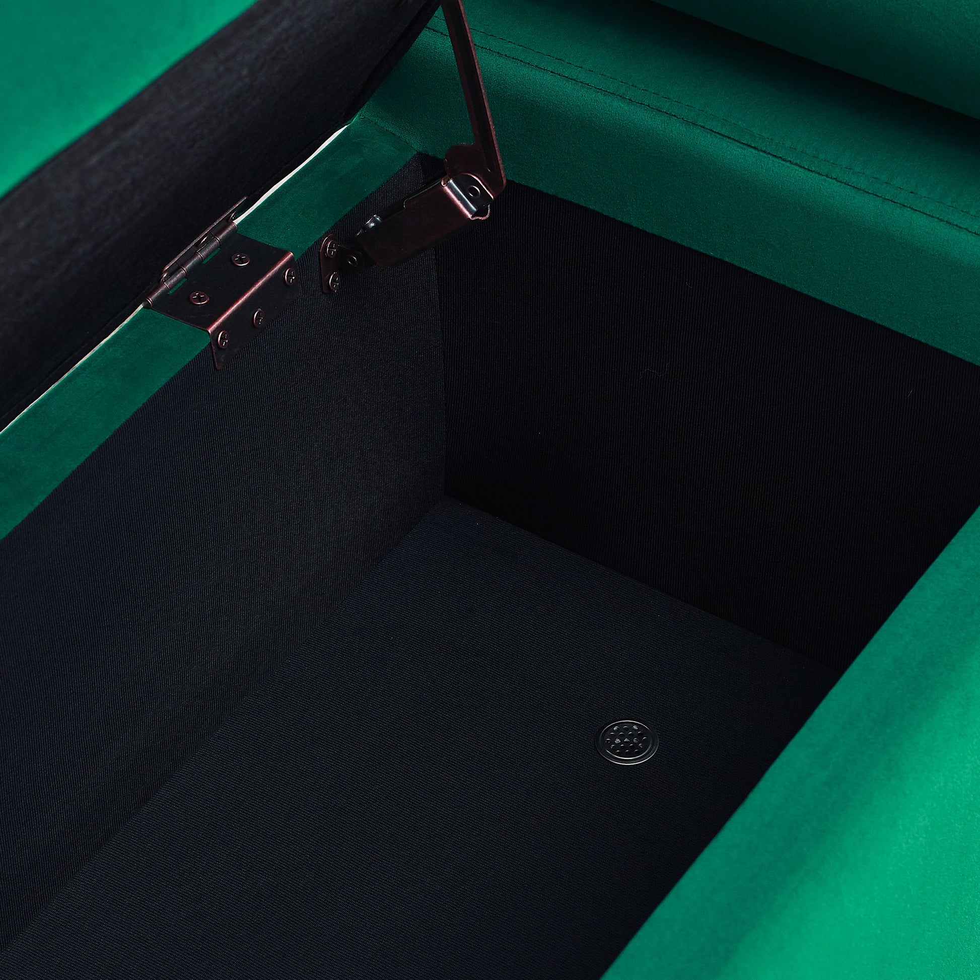 Elegant Upholstered Storage Bench With Cylindrical Arms And Iron Legs, - The Sleep Loft - Online Mattress Showroom NYC