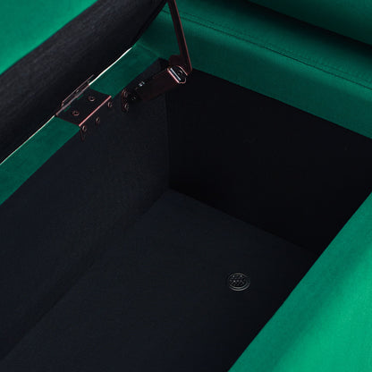 Elegant Upholstered Storage Bench With Cylindrical Arms And Iron Legs, - The Sleep Loft - Online Mattress Showroom NYC