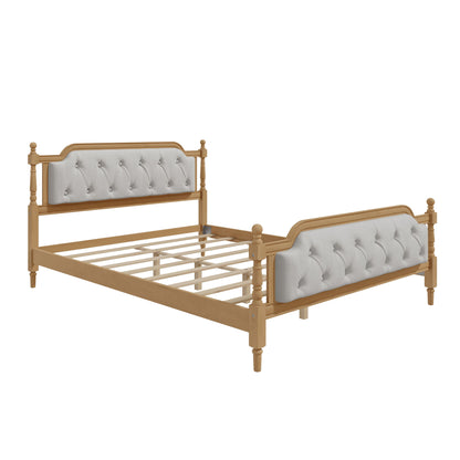 Traditional Style Solid Bed Frame With Upholstered Tufted Headboard, No Box Spring Needed - The Sleep Loft - Online Mattress Showroom NYC