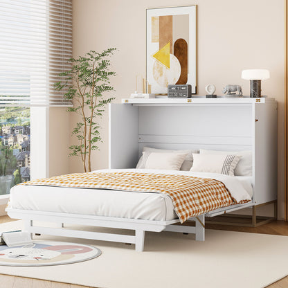 Murphy Bed With Frosted Glass Doors Design, Fake Drawers, Metal Legs - The Sleep Loft - Online Mattress Showroom NYC