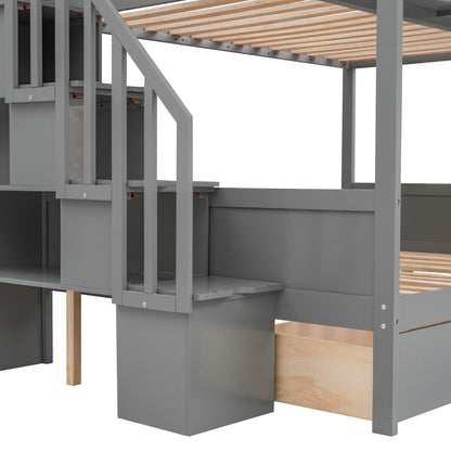 Bunk Bed With Shelfs, Storage Staircase And 2 Drawers - The Sleep Loft - Online Mattress Showroom NYC